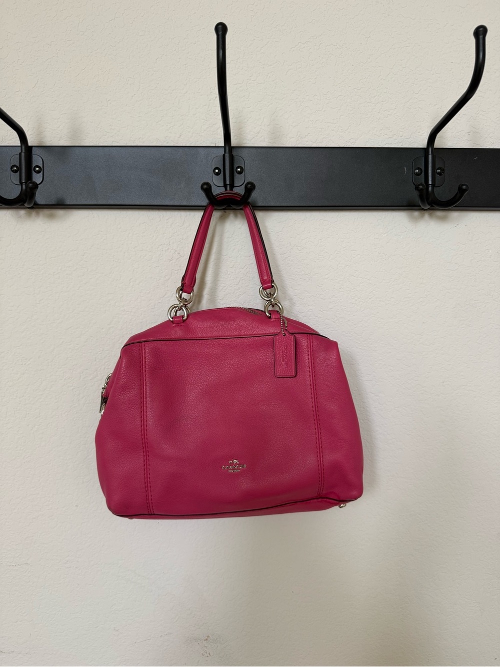 Coach Genuine Leather Satchel with handles shoulder strap in Fuchsia Hot Pink